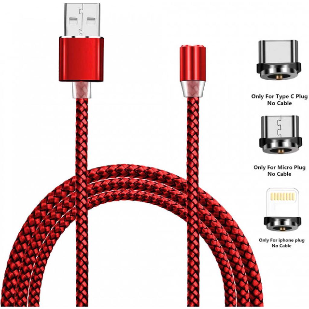 Дата кабель USB 2.0 AM to Lightning + Micro 5P + Type-C 2.0m Magneto red XoKo (SC-350MGNT-2-RD)