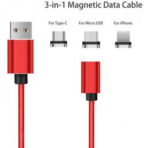 Дата кабель USB 2.0 AM to Lightning + Micro 5P + Type-C 1.0m Magneto lea XoKo (SC-360MGNT-RD)