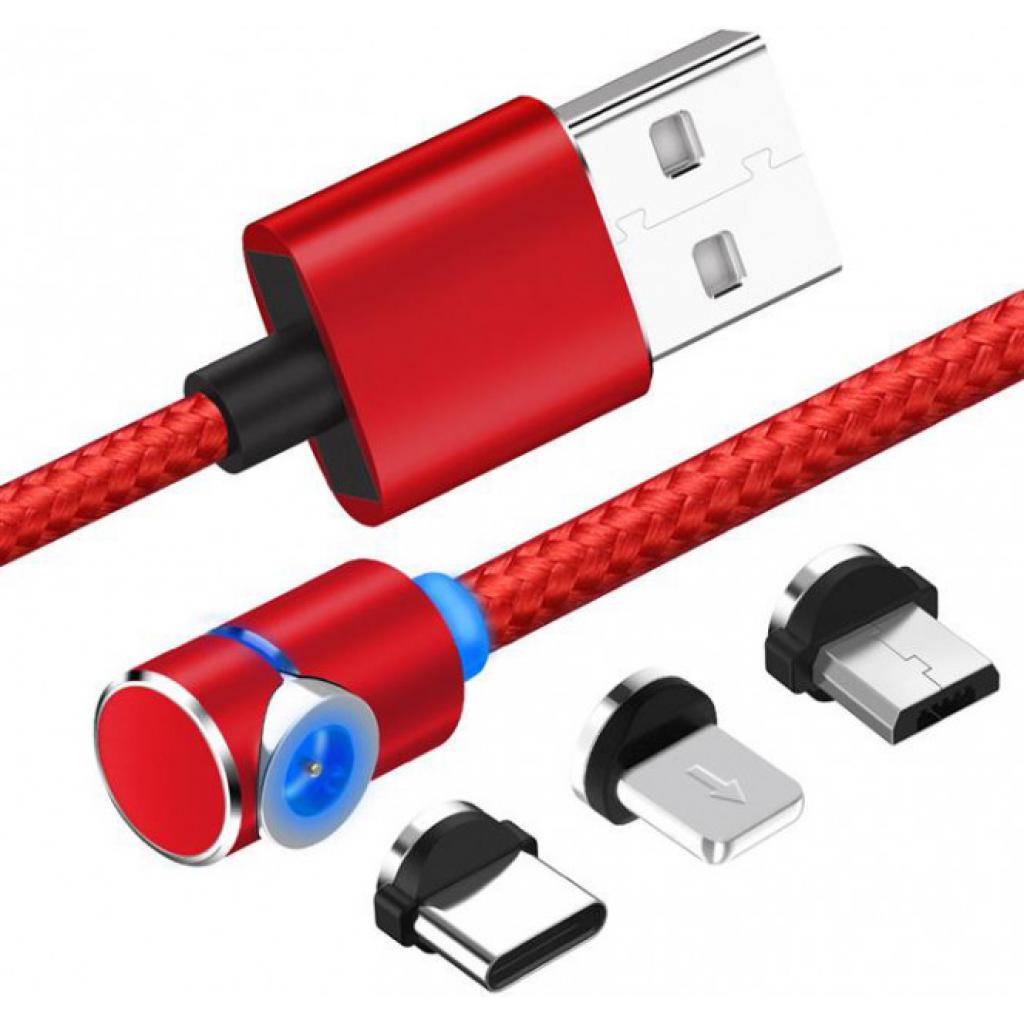 Дата кабель USB 2.0 AM to Lightning + Micro 5P + Type-C 1.0m Magneto gam XoKo (SC-370MGNT-RD)