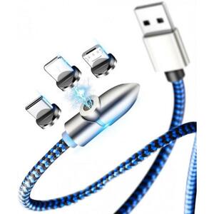 Дата кабель USB 2.0 AM to Lightning + Micro 5P + Type-C 1.0m Magneto Bul XoKo (SC-380MGNT-BL)