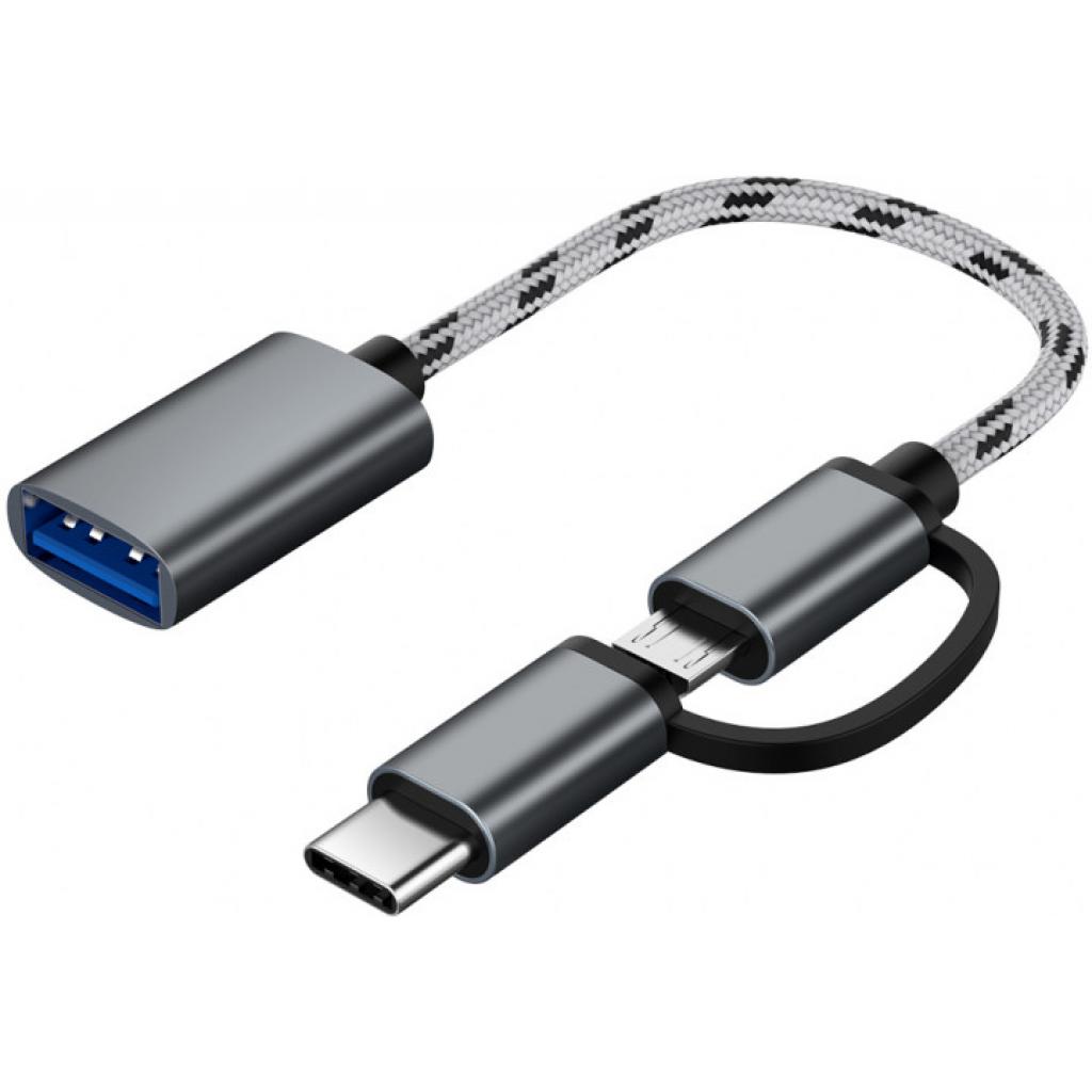 Дата кабель OTG USB 2.0 AF to Micro 5P + Type-C grey XoKo (AC-150-SPGR) Дата кабель OTG USB 2.0 AF to Micro 5P + Type-C grey XoKo (AC-150-SPGR)
