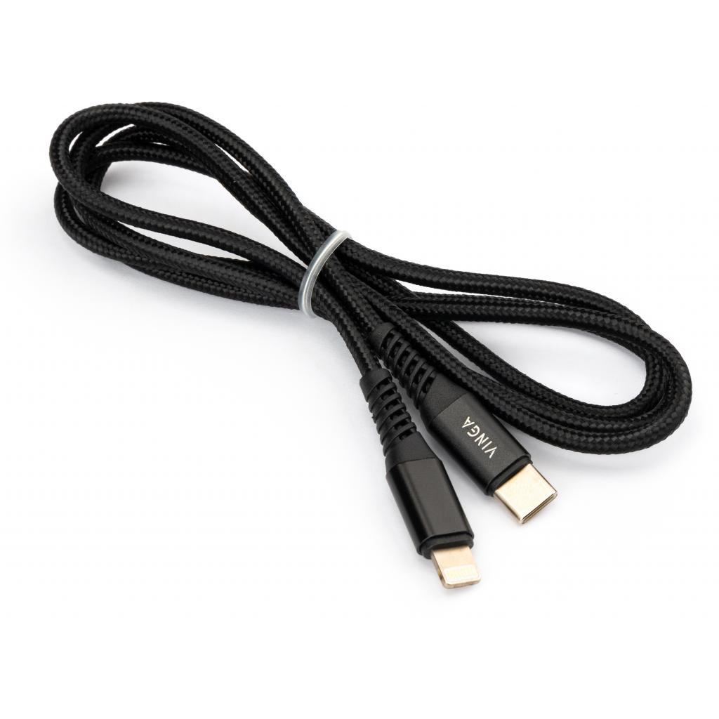 Дата кабель USB Type-C to Lightning 1.0m 3A 22W nylon braided black Vinga (VCPTCL3ANBK) - 1 Дата кабель USB Type-C to Lightning 1.0m 3A 22W nylon braided black Vinga (VCPTCL3ANBK) - 1