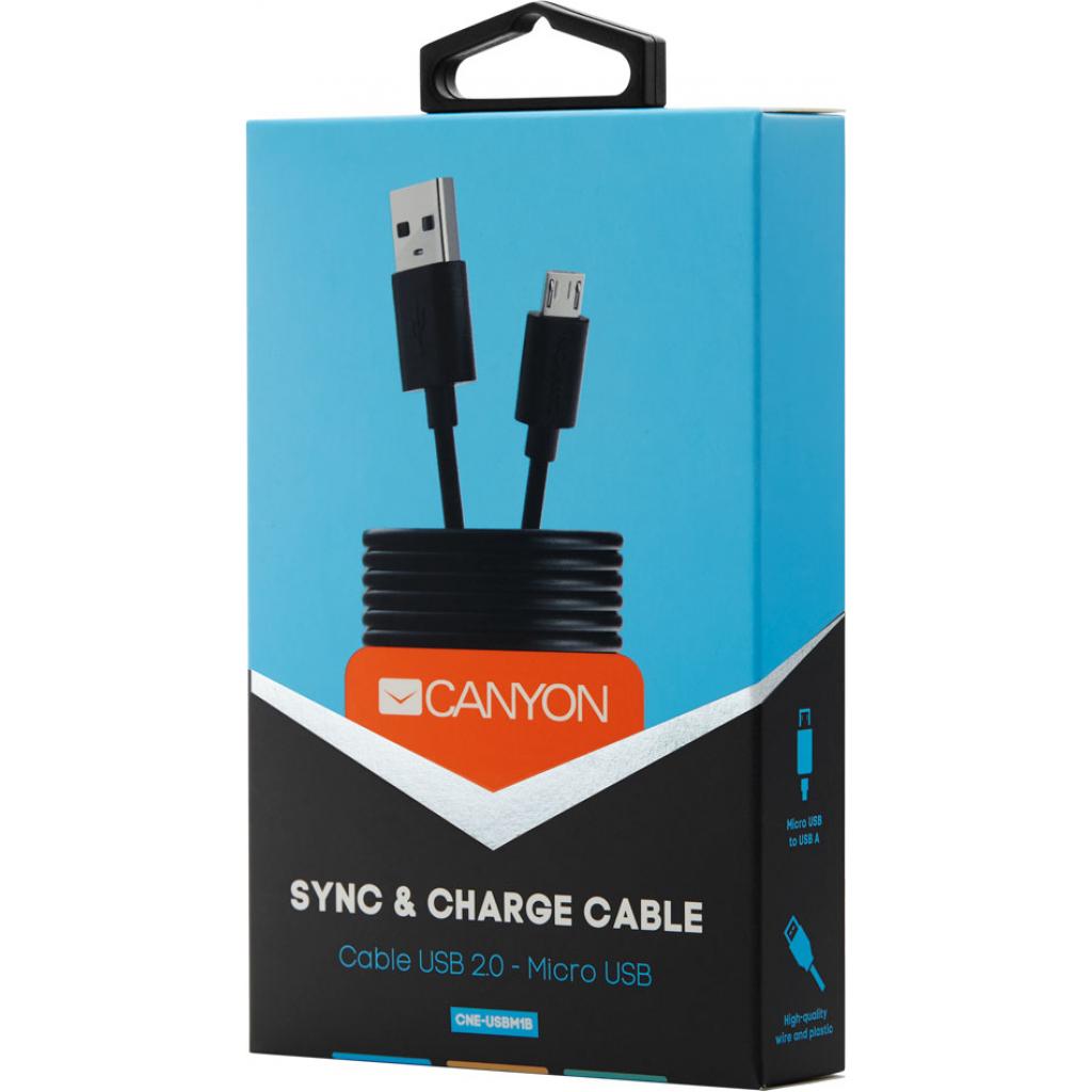 Дата кабель USB 2.0 AM to Micro 5P 1.0m Canyon (CNE-USBM1B) - 1