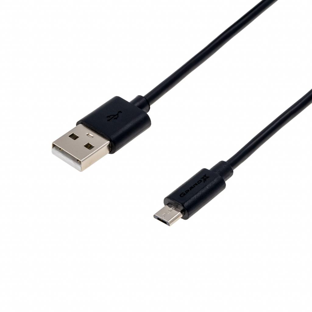 Дата кабель USB 2.0 AM to Micro 5P 1.5m black Grand-X (PM015B) - 1