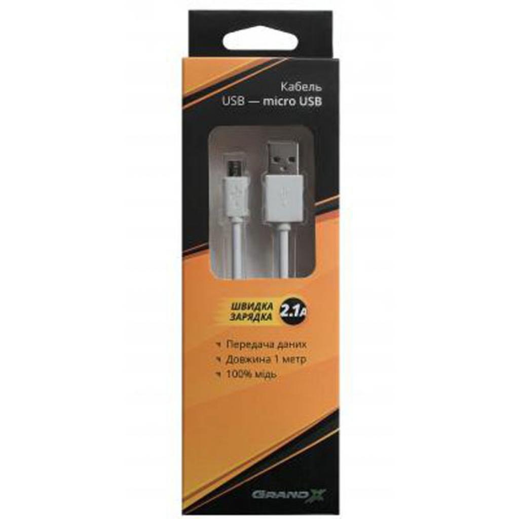 Дата кабель USB 2.0 AM to Micro 5P 1.5m white Grand-X (PM015W) - 4
