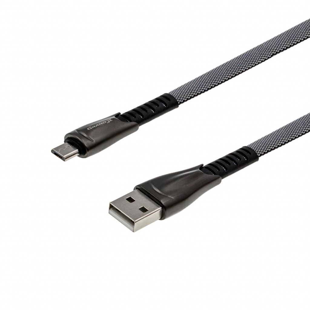 Дата кабель USB 2.0 AM to Micro 5P 1.0m black Grand-X (FM09) - 1