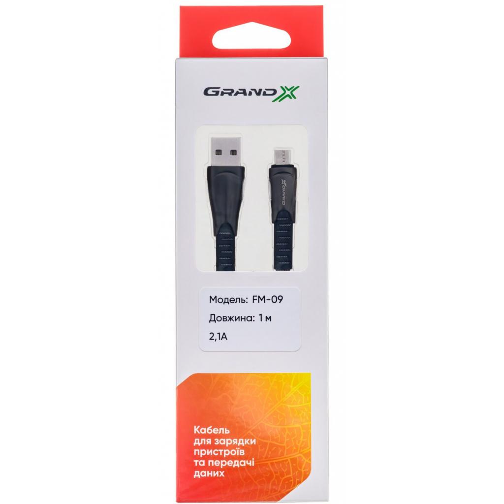 Дата кабель USB 2.0 AM to Micro 5P 1.0m black Grand-X (FM09) - 2