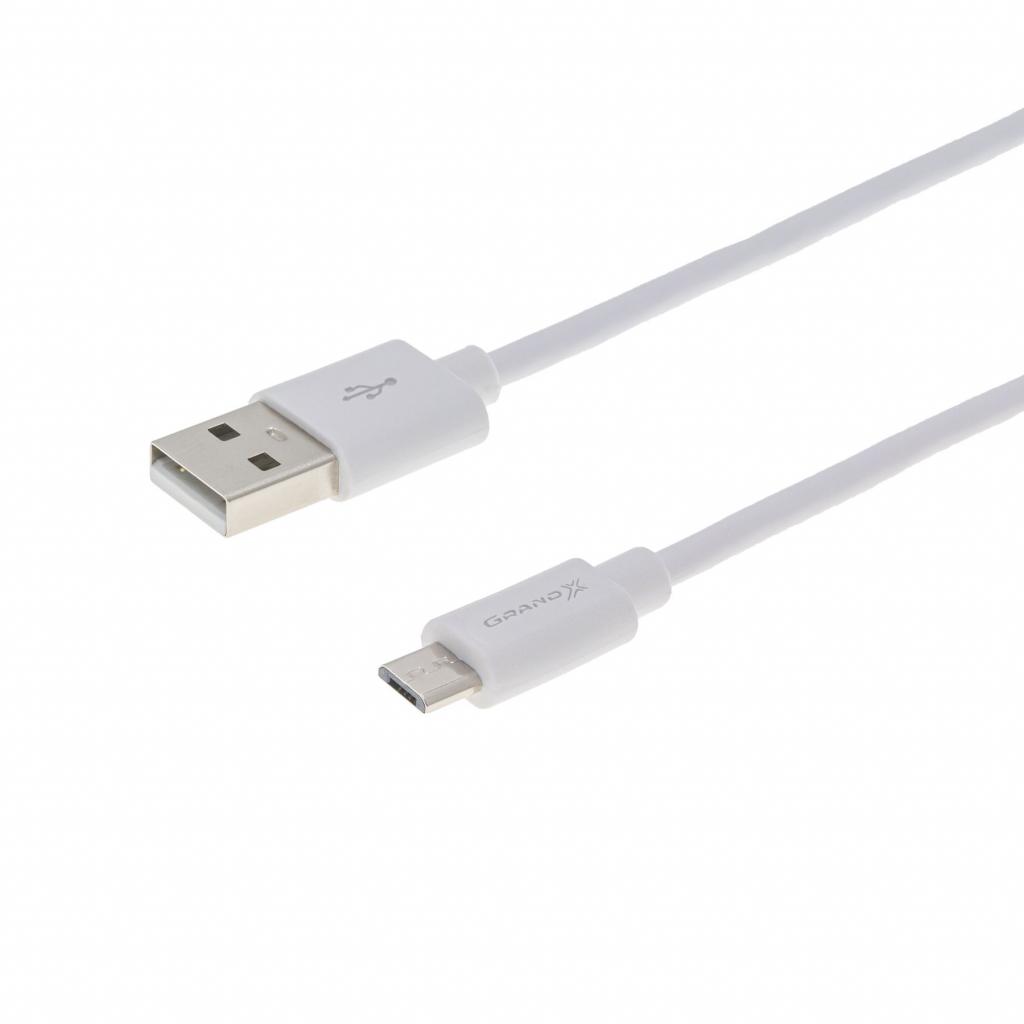 Дата кабель USB 2.0 AM to Micro 5P 2.5m white Grand-X (PM025W) - 1