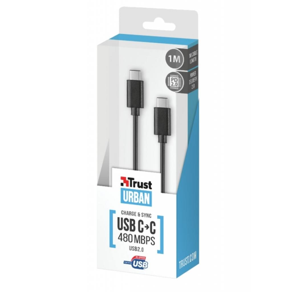 Дата кабель USB 2.0 Type-C to Type-C URBAN 480 Mbps PD2.01m BLACK Trust (21176) - 3