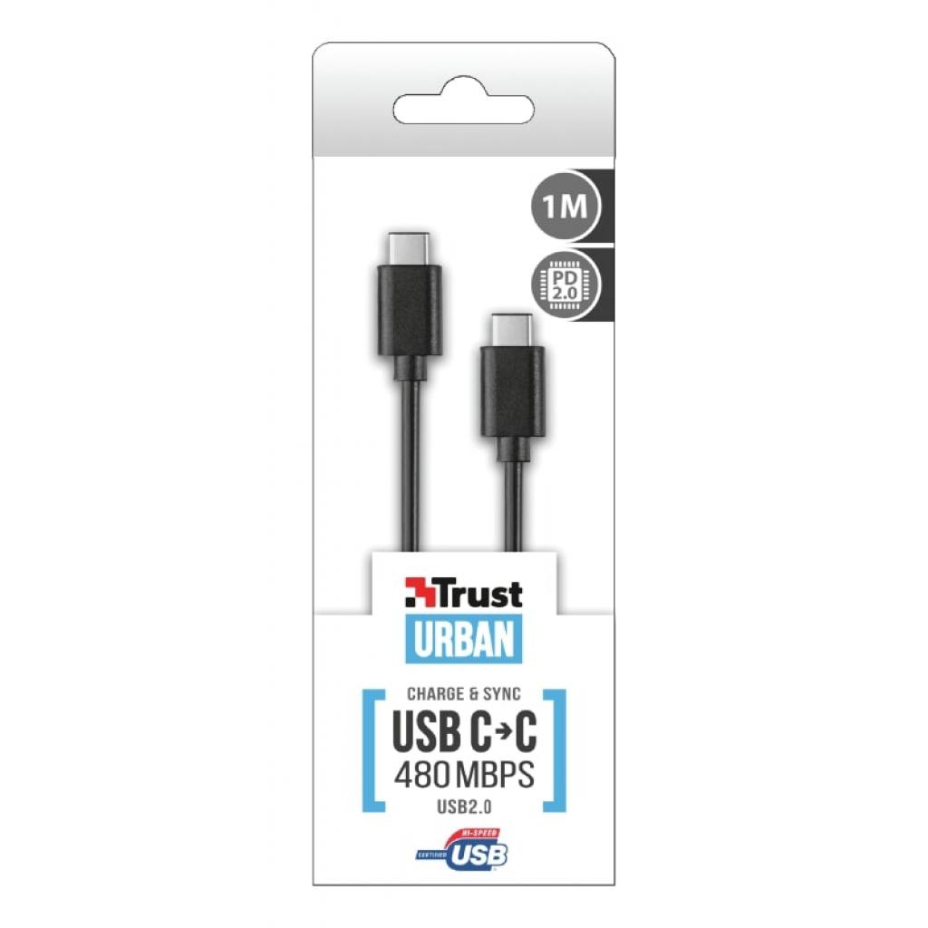 Дата кабель USB 2.0 Type-C to Type-C URBAN 480 Mbps PD2.01m BLACK Trust (21176) - 4