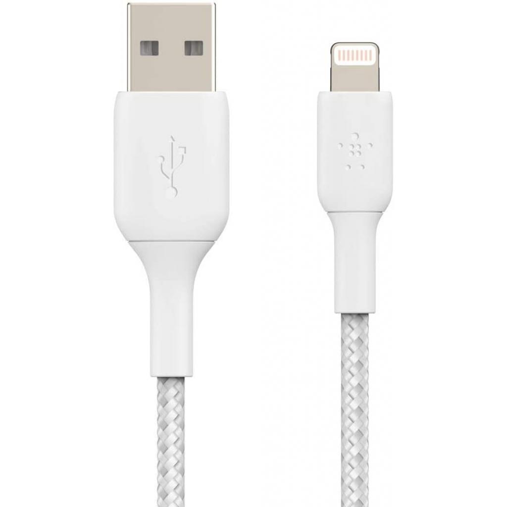 Дата кабель USB 2.0 AM to Lightning 2.0m BRAIDED white Belkin (CAA002BT2MWH) - 1