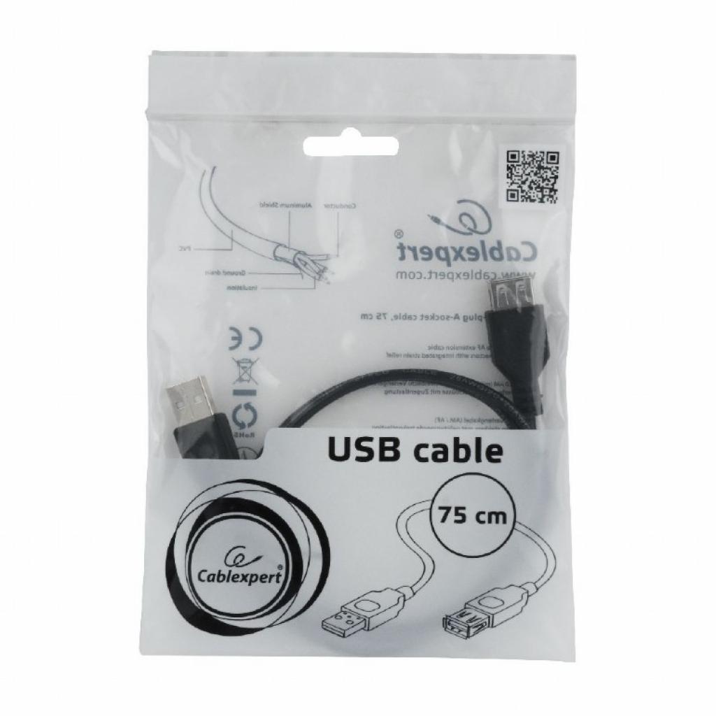 Дата кабель USB 2.0 AM/AF 0.75m Cablexpert (CC-USB2-AMAF-75CM/300-BK) - 3 Дата кабель USB 2.0 AM/AF 0.75m Cablexpert (CC-USB2-AMAF-75CM/300-BK) - 3