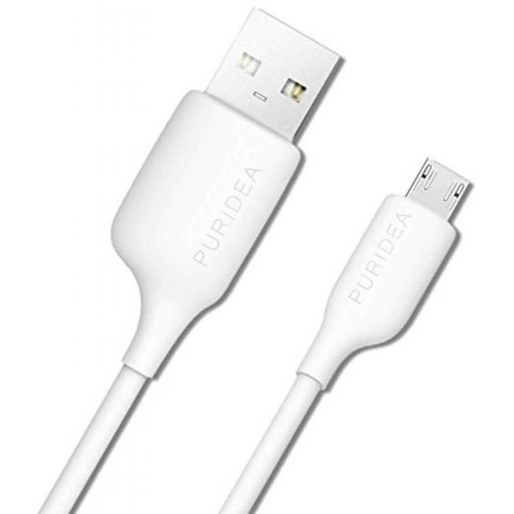 Дата кабель USB 2.0 AM to Micro 5P 1.2m white Puridea (L02-USB White)