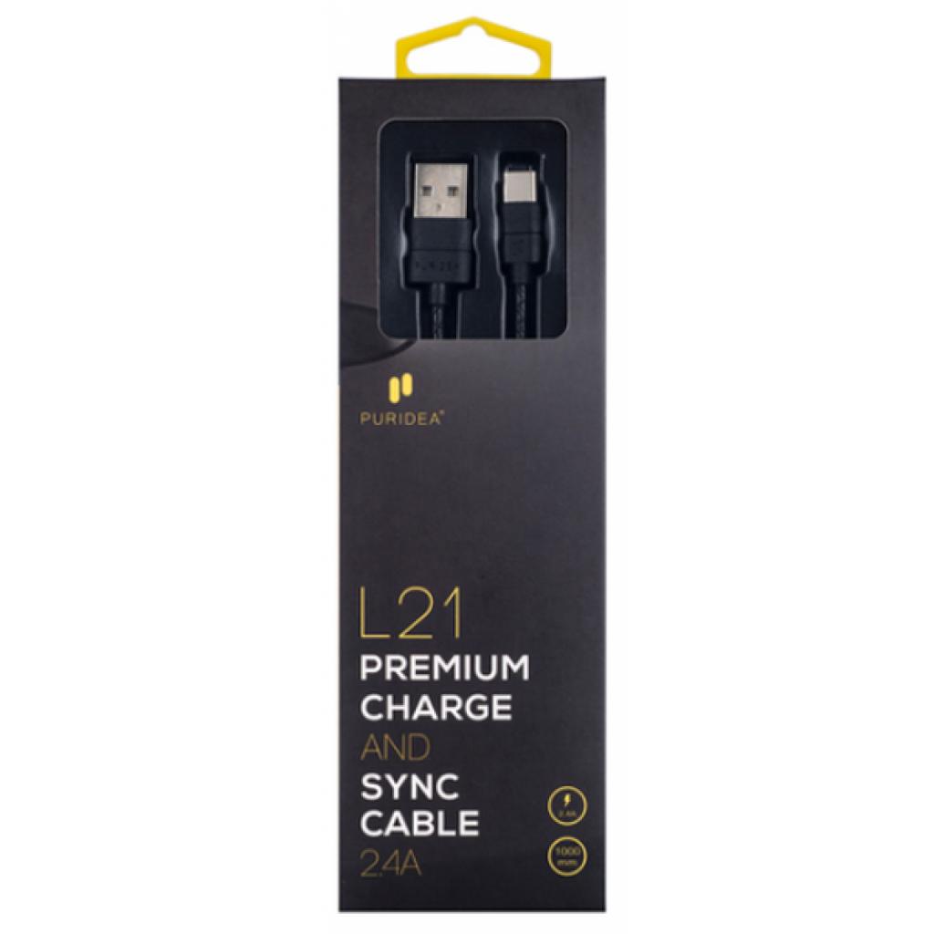 Дата кабель USB 2.0 AM to Type-C 1.0m black Puridea (L21-USB-C Black) - 1