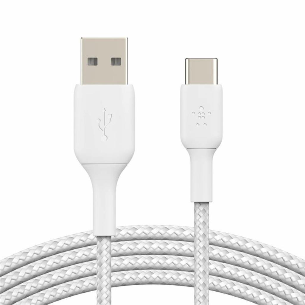Дата кабель USB 2.0 AM to Type-C 0.15m BRAIDED white Belkin (CAB002BT0MWH)