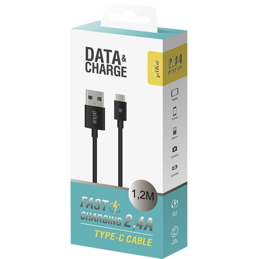 Дата кабель USB 2.0 AM to Type-C 1.2m black Piko (1283126489174) - 1