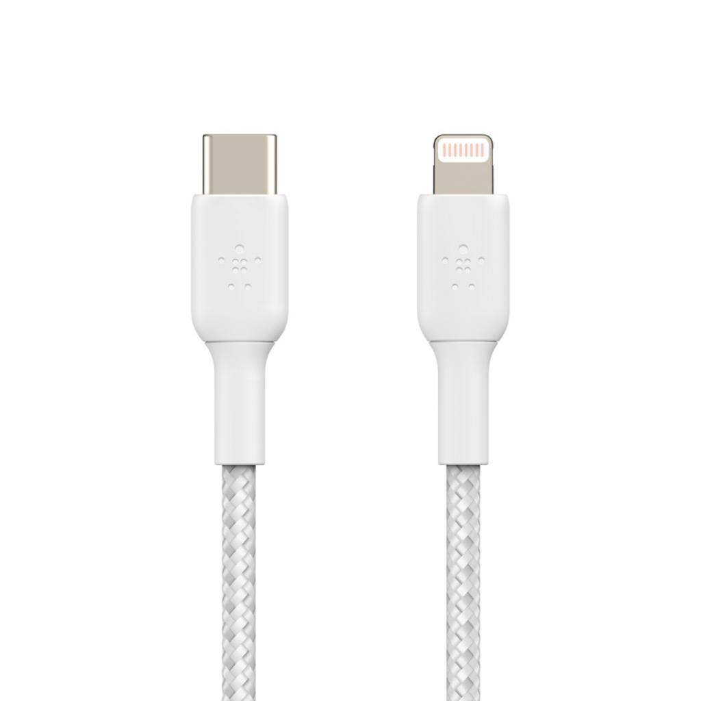 Дата кабель USB 2.0 AM to Lightning 1.0m BRAIDED white Belkin (CAA004BT1MWH) - 1