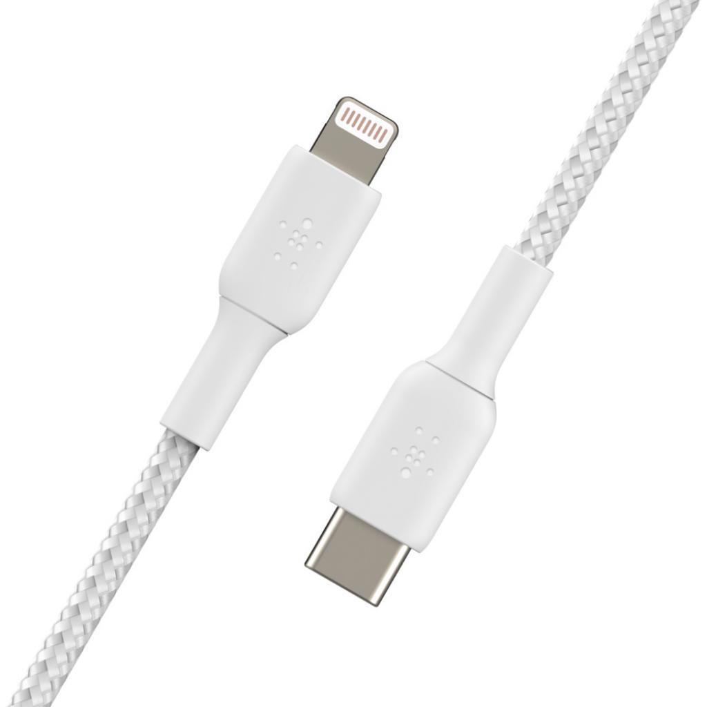 Дата кабель USB 2.0 AM to Lightning 1.0m BRAIDED white Belkin (CAA004BT1MWH) - 3