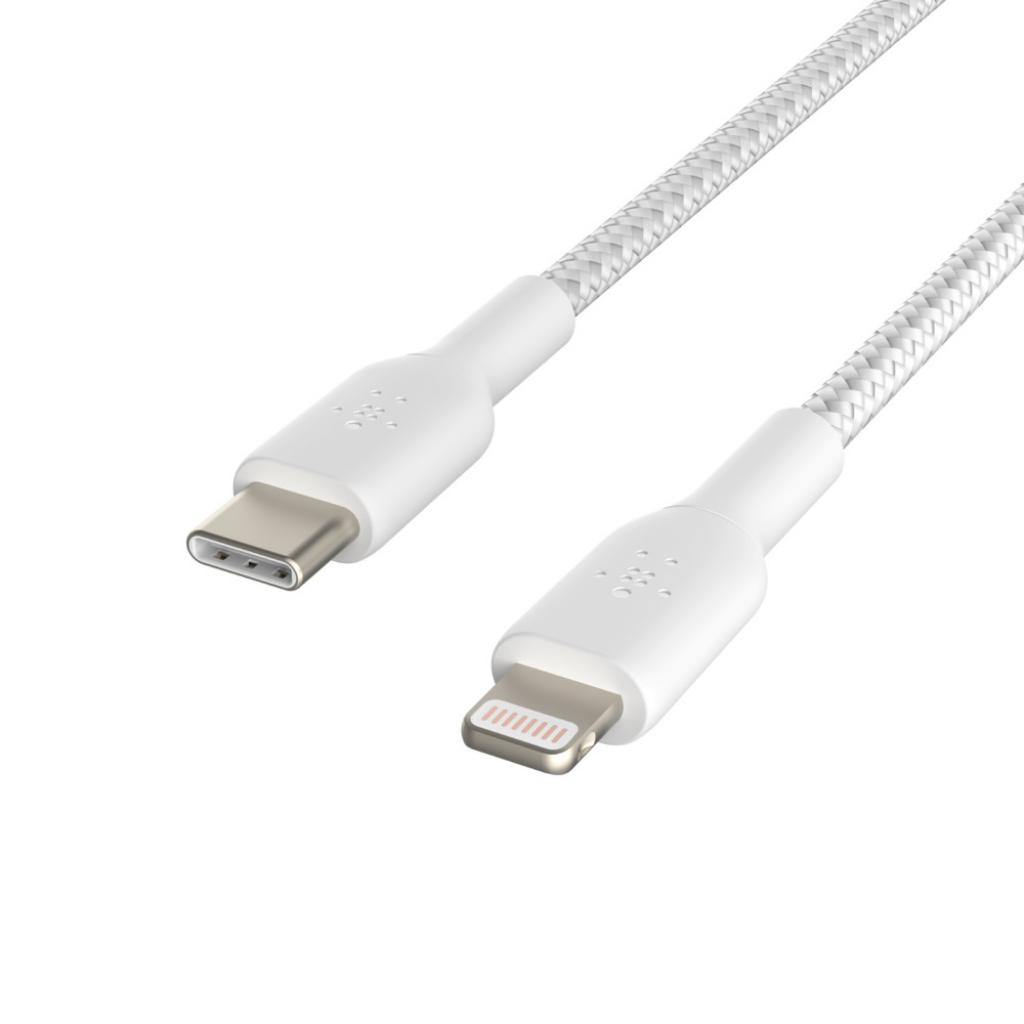 Дата кабель USB 2.0 AM to Lightning 1.0m BRAIDED white Belkin (CAA004BT1MWH) - 4