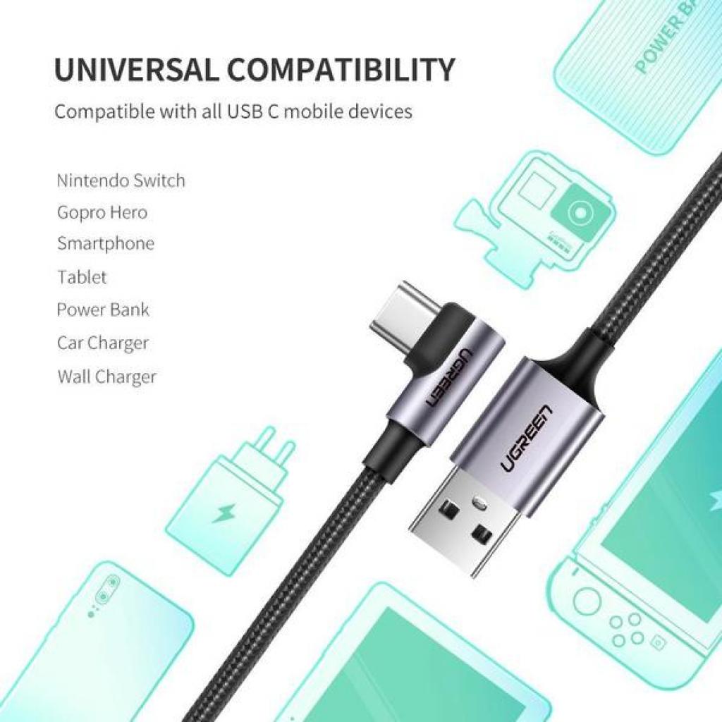 Дата кабель USB 2.0 AM to Type-C 1.0m US284 Angled Alum. Braid Black Ugreen (50941) - 4 Дата кабель USB 2.0 AM to Type-C 1.0m US284 Angled Alum. Braid Black Ugreen (50941) - 4