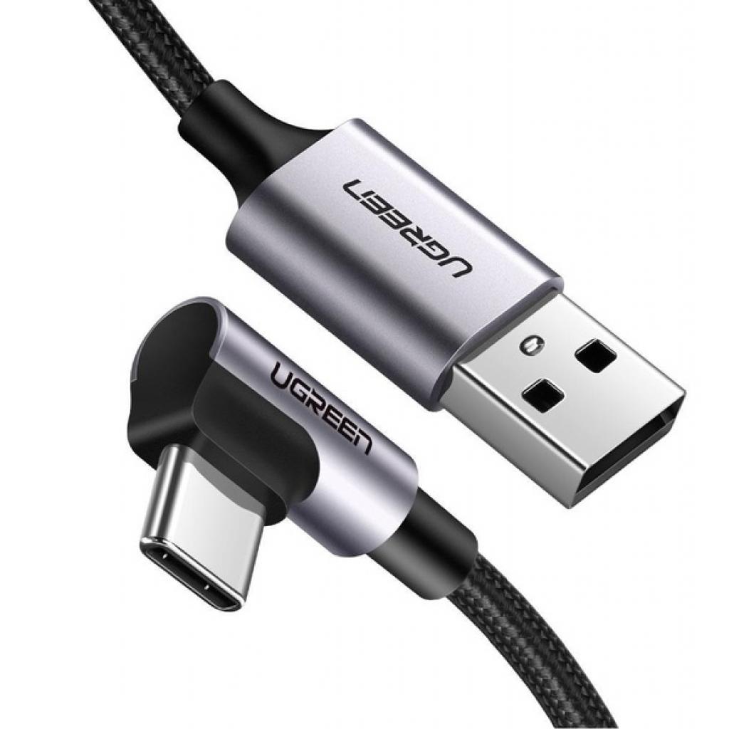 Дата кабель USB 2.0 AM to Type-C 1.0m US284 Angled Alum. Braid Black Ugreen (50941)