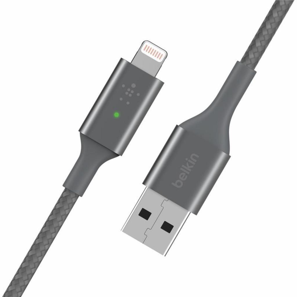 Дата кабель USB 2.0 AM to Lightning 1.2m Smart LED gray Belkin (CAA007BT04GR) - 1 Дата кабель USB 2.0 AM to Lightning 1.2m Smart LED gray Belkin (CAA007BT04GR) - 1