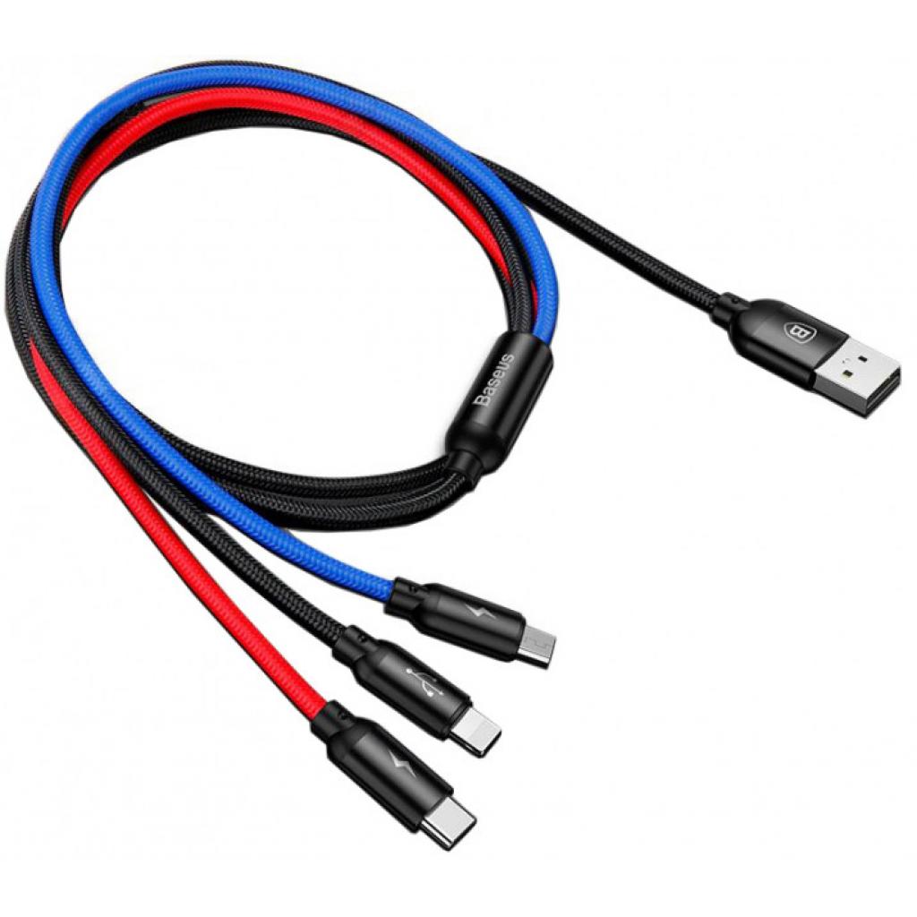 Дата кабель Baseus USB 2.0 AM to Lightning + Micro 5P + Type-C 0.3m Three Prima (CAMLT-ASY01) - 2