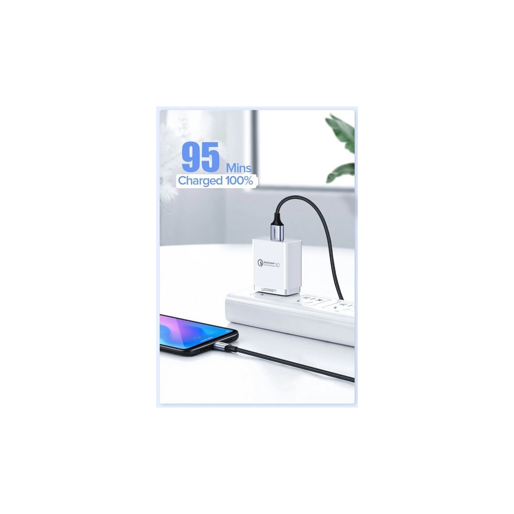 Дата кабель USB 2.0 AM to Type-C 1.5m US288 Aluminum Braid (Black) Ugreen (60127) - 3