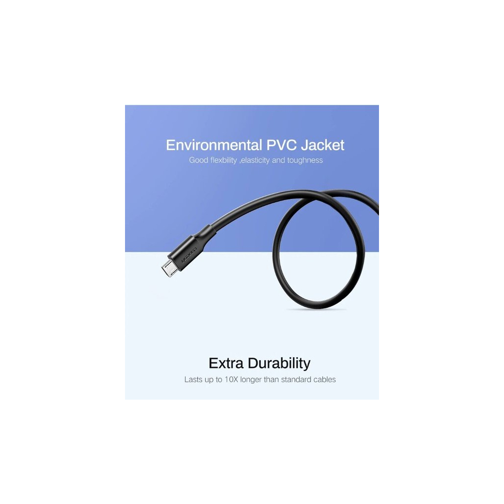 Дата кабель USB 2.0 AM to Micro 5P 1.5m US289 (Black) Ugreen (60137) - 5