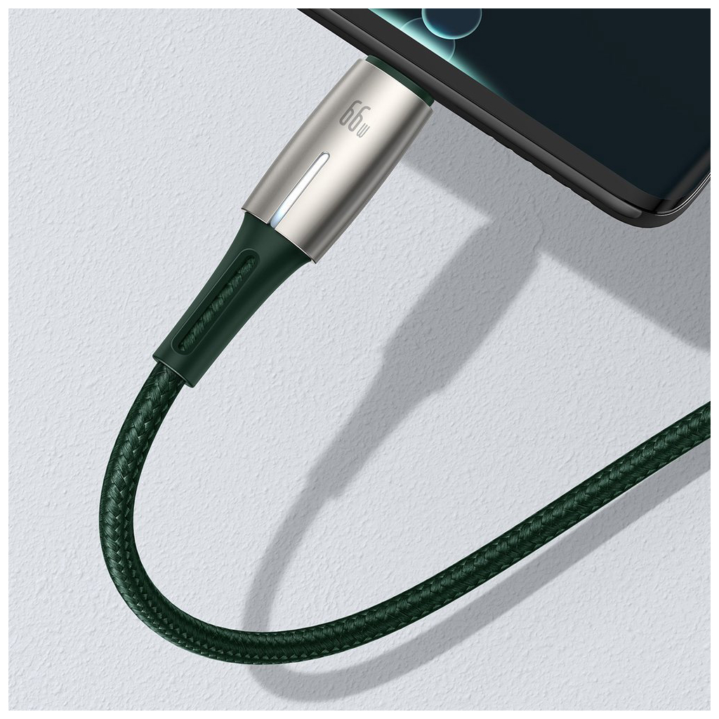 Дата кабель USB 3.1 AM to Type-C 1.0m 6A LED green Baseus (CATSD-M06) - 6