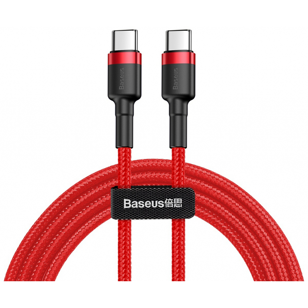 Дата кабель USB 3.1 Type-C to Type-C 1.0m 3A red Baseus (CATKLF-G09) - 1