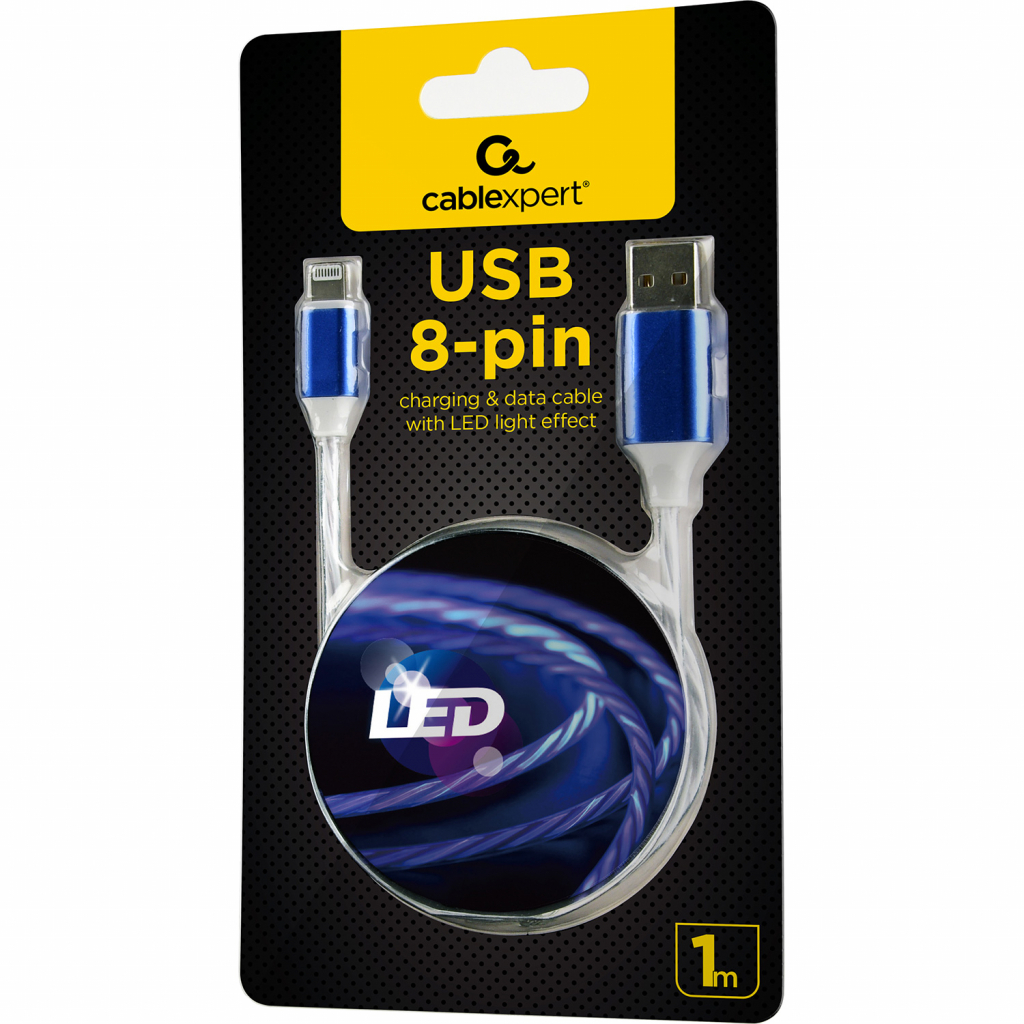 Дата кабель USB 2.0 AM to Lightning 1.0m 2A Cablexpert (CC-USB-8PLED-1M) - 5 Дата кабель USB 2.0 AM to Lightning 1.0m 2A Cablexpert (CC-USB-8PLED-1M) - 5