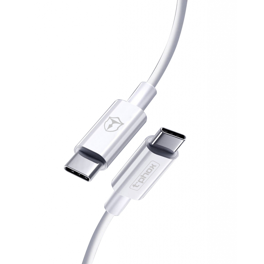 Дата кабель USB Type-C to Type-C 1.0m 3A White T-Phox (T-CC834) - 4 Дата кабель USB Type-C to Type-C 1.0m 3A White T-Phox (T-CC834) - 4