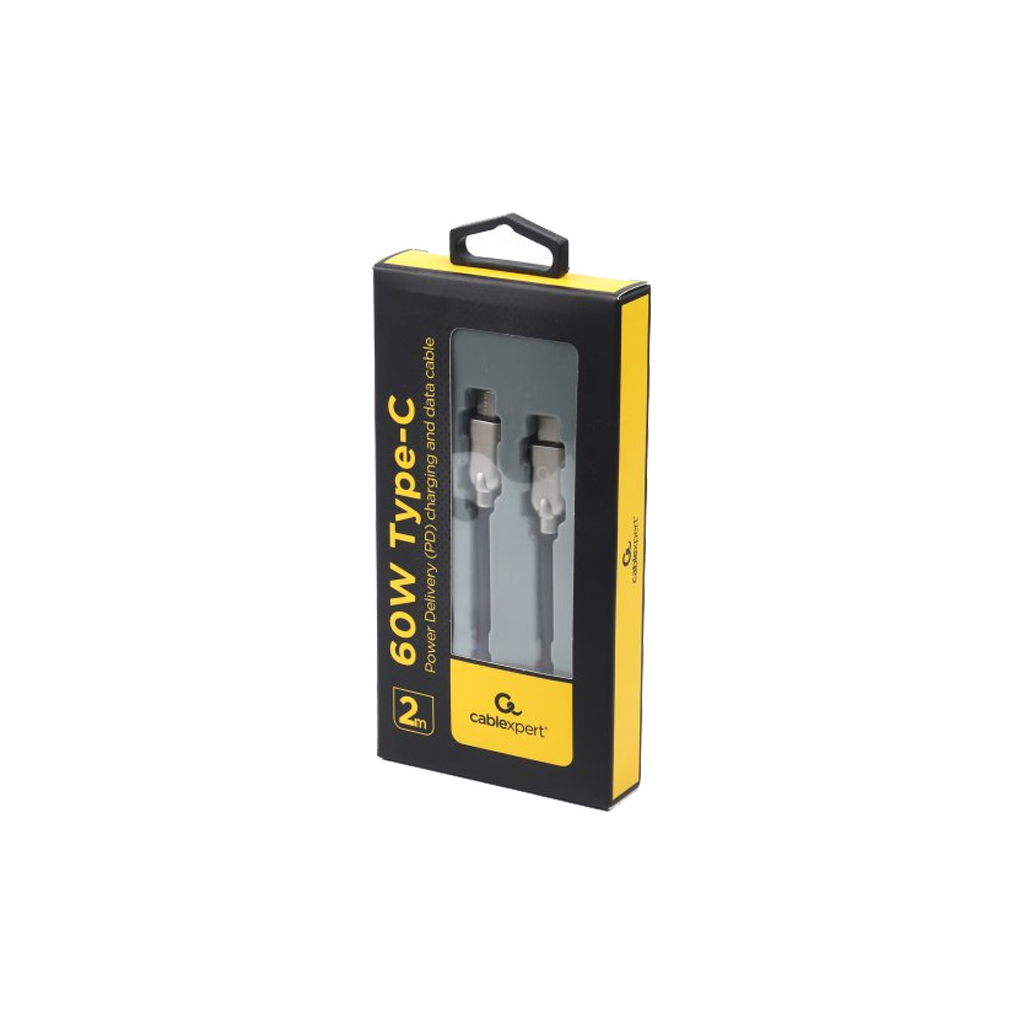 Дата кабель USB Type-C to Type-C 2.0m 60W Cablexpert (CC-USB2PD60-CMCM-2M) - 1 Дата кабель USB Type-C to Type-C 2.0m 60W Cablexpert (CC-USB2PD60-CMCM-2M) - 1