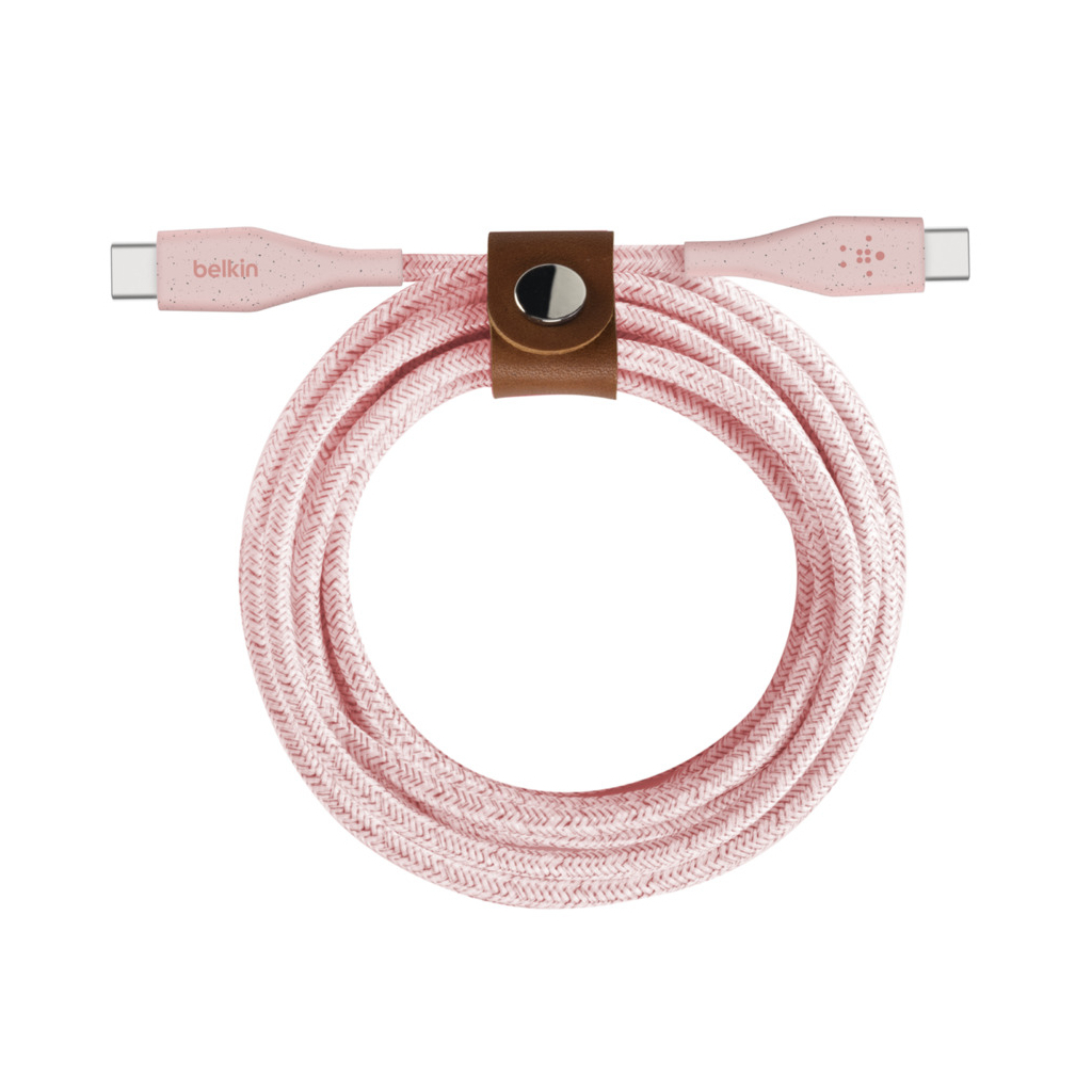 Дата кабель USB Type-C to Type-C 1.2m DuraTek Plus Pink Belkin (F8J241BT04-PNK) - 1 Дата кабель USB Type-C to Type-C 1.2m DuraTek Plus Pink Belkin (F8J241BT04-PNK) - 1