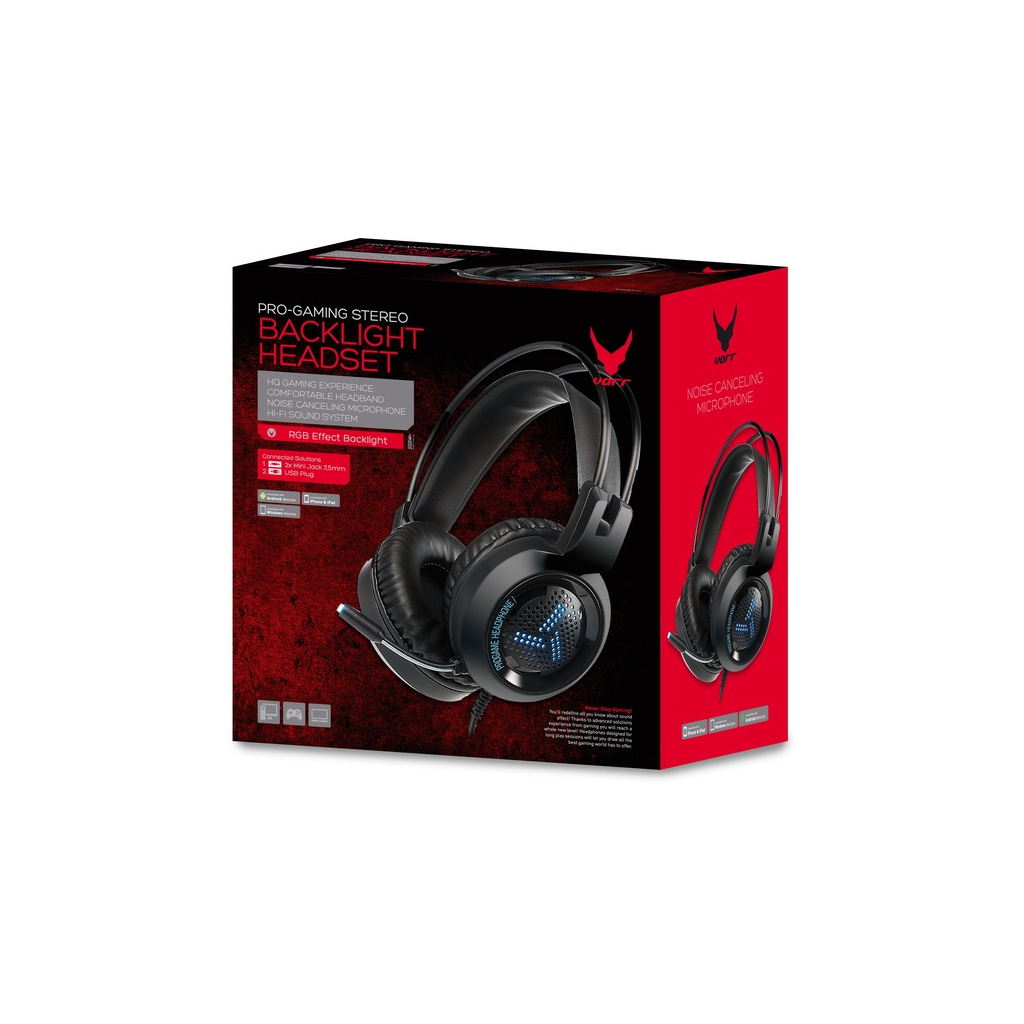 Наушники Varr Gaming VH8020 Headset Colorful Breathing USB 2 х 3.5 Black (VH8020) - 3