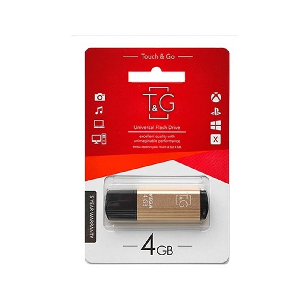 USB флеш накопитель T&G 4GB 121 Vega Series Gold USB 2.0 (TG121-4GBGD) - 1