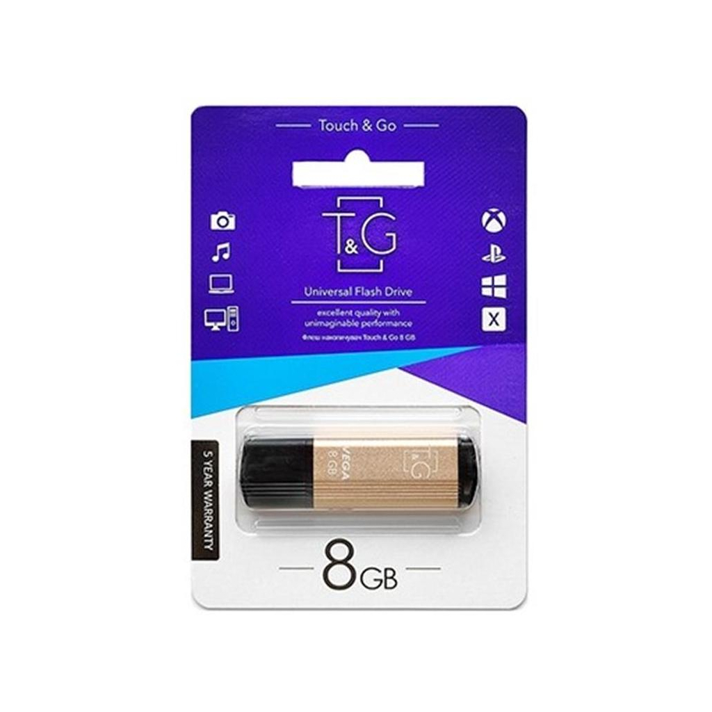USB флеш накопитель T&G 8GB 121 Vega Series Gold USB 2.0 (TG121-8GBGD) - 1