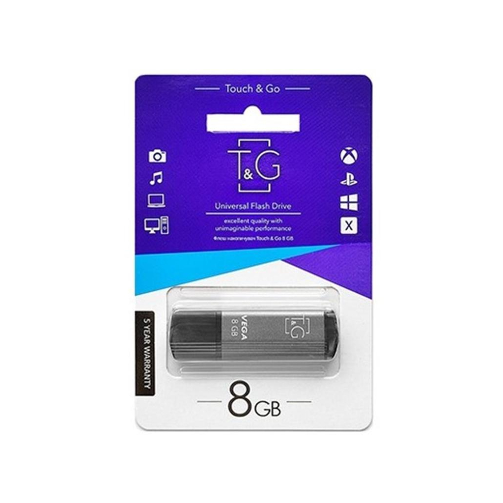 USB флеш накопитель T&G 8GB 121 Vega Series Grey USB 2.0 (TG121-8GBGY) - 1