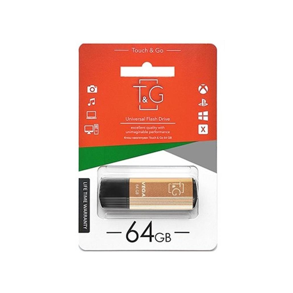 USB флеш накопитель T&G 64GB 121 Vega Series Gold USB 2.0 (TG121-64GBGD) - 1