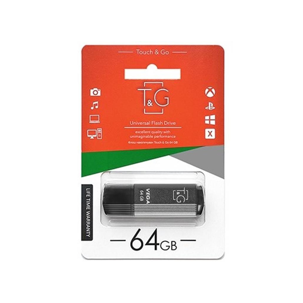 USB флеш накопитель T&G 64GB 121 Vega Series Grey USB 2.0 (TG121-64GBGY) - 1