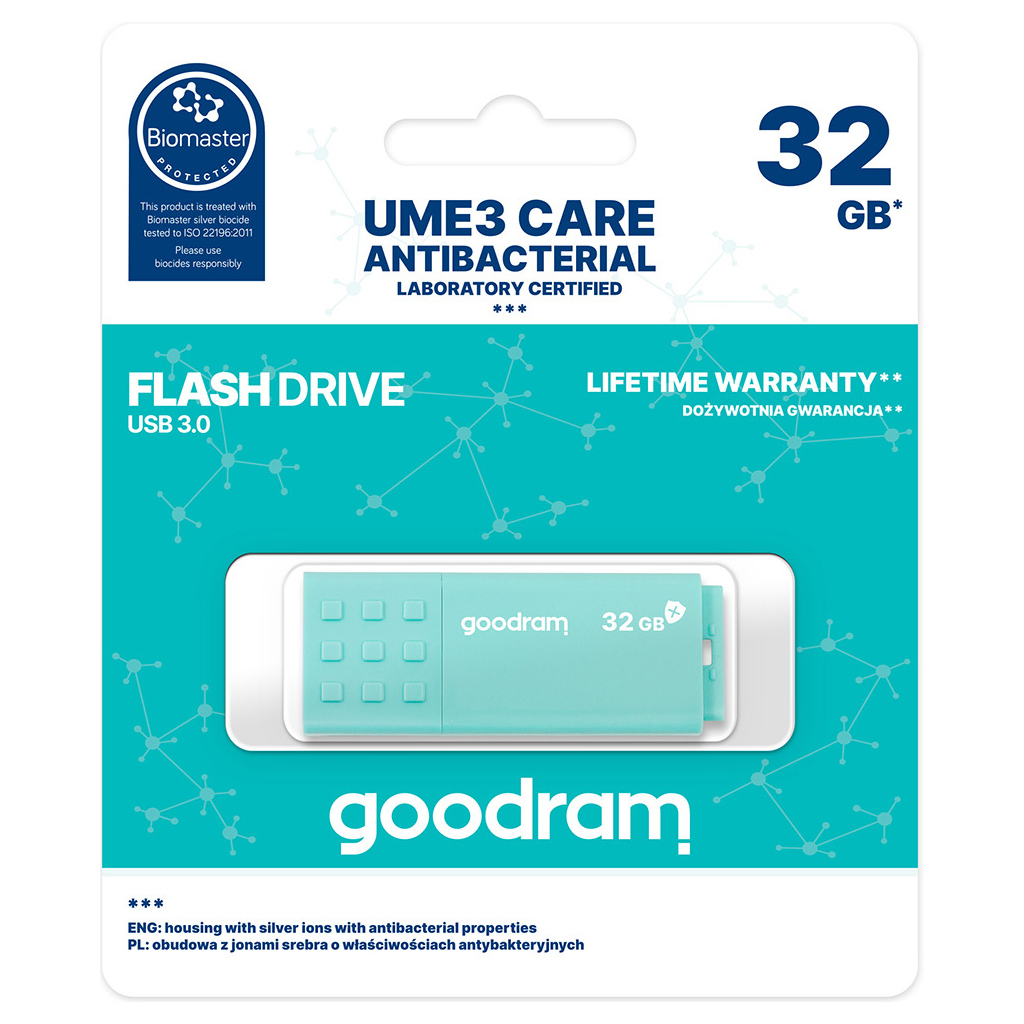 USB флеш накопитель Goodram 32GB UME3 Care Green USB 3.2 (UME3-0320CRR11) - 2