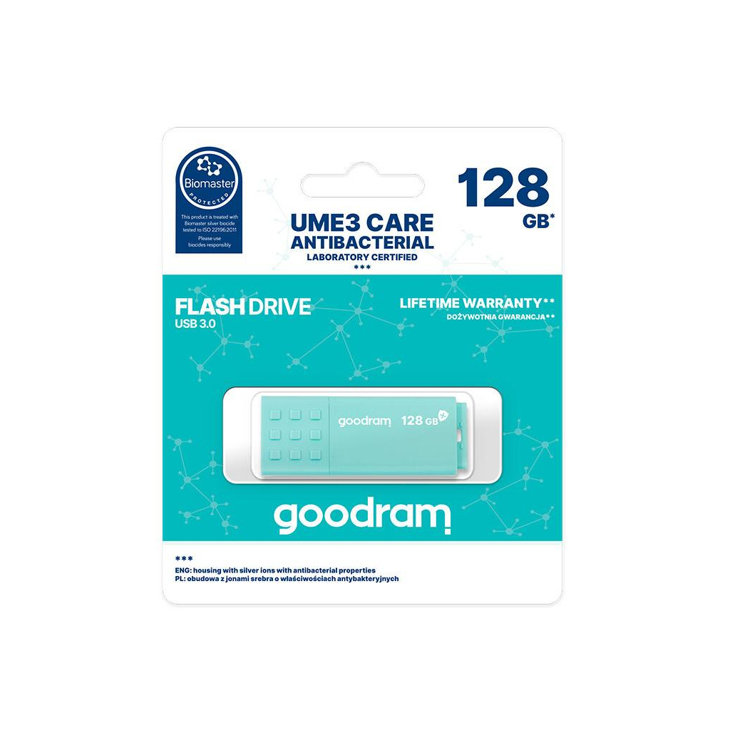 USB флеш накопитель Goodram 128GB UME3 Care Green USB 3.2 (UME3-1280CRR11) - 2