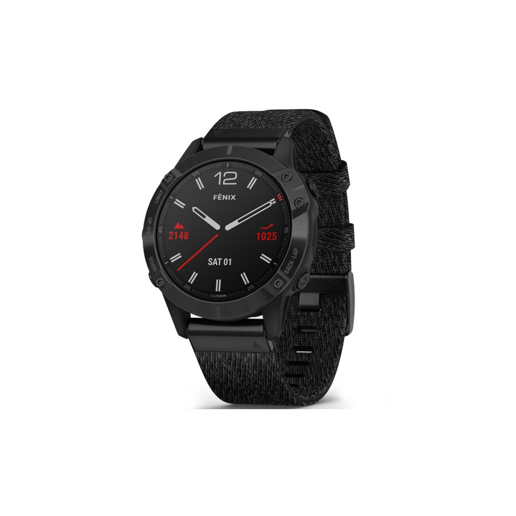 Смарт-часы Garmin fenix 6 Pro, Sapphire, Black DLC with heathered black nylon (010-02158-17)