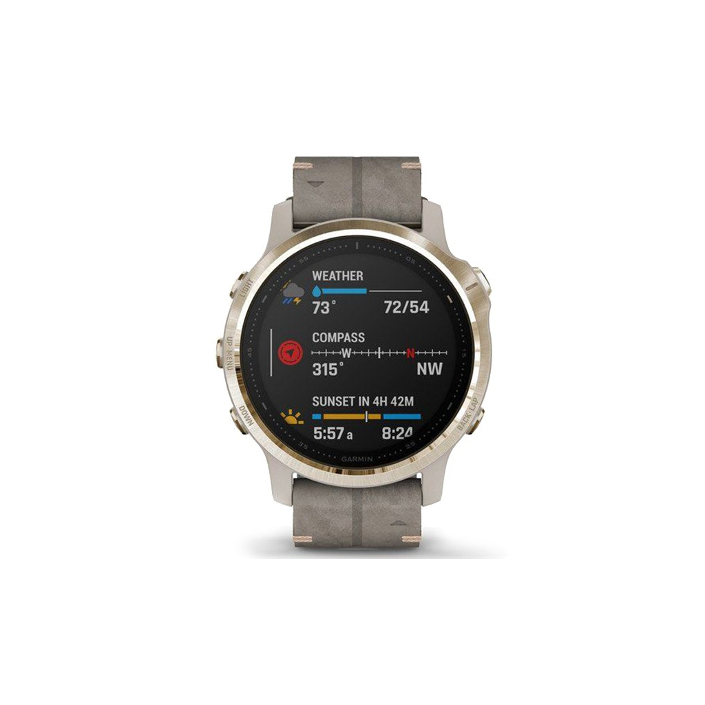 Смарт-часы Garmin fenix 6S Sapphire, Lt Gold w/Shale Suede Band (010-02159-40) - 1 Смарт-часы Garmin fenix 6S Sapphire, Lt Gold w/Shale Suede Band (010-02159-40) - 1