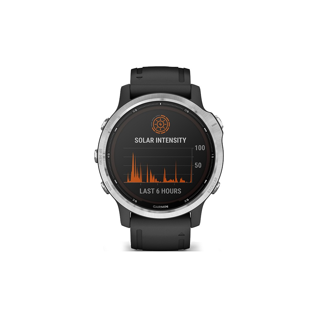 Смарт-часы Garmin fenix 6S Solar, Silver w/Black Band (010-02409-00) - 1