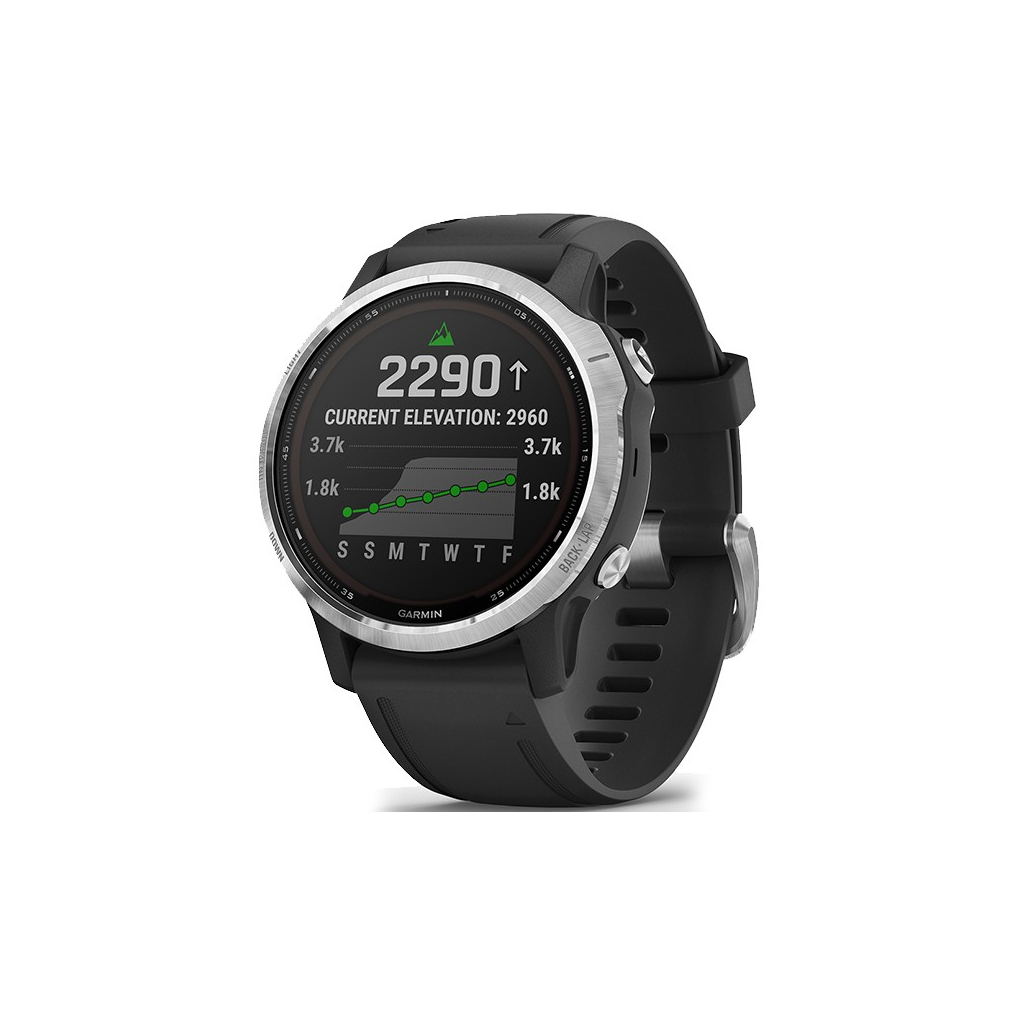Смарт-часы Garmin fenix 6S Solar, Silver w/Black Band (010-02409-00) - 7