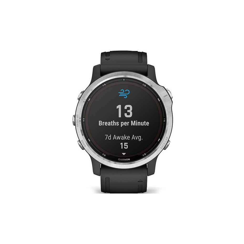 Смарт-часы Garmin fenix 6S Solar, Silver w/Black Band (010-02409-00) - 9