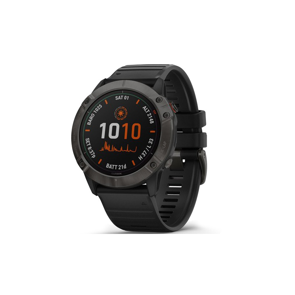 Смарт-часы Garmin fenix 6X Pro Solar, Titanium carbon grey DLC with black band (010-02157-21)