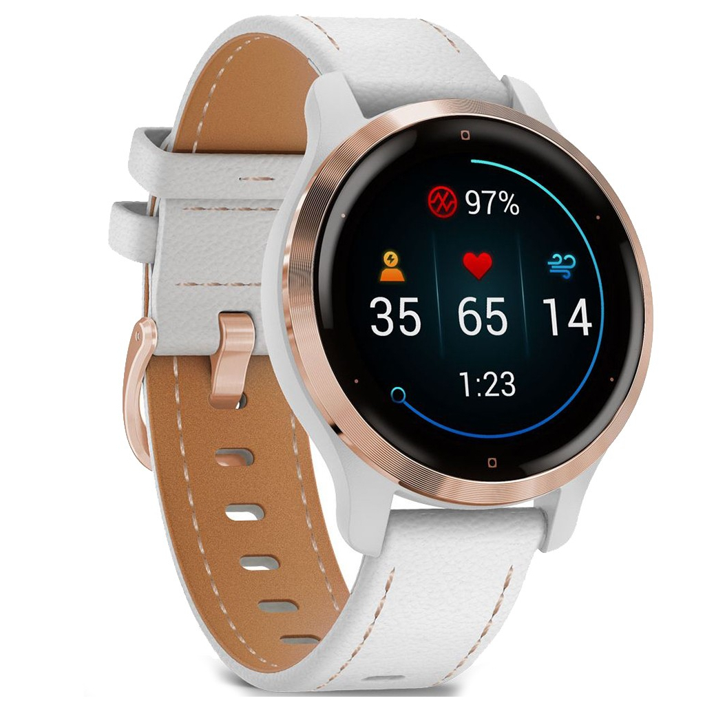 Смарт-часы Garmin Venu 2S, Rose Gold + White, Leather (010-02429-23) - 2 Смарт-часы Garmin Venu 2S, Rose Gold + White, Leather (010-02429-23) - 2